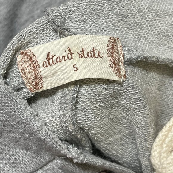Altar'd State Hoodie Top Swing Hem Grey S Small Cotton Stretch - Picture 4 of 7